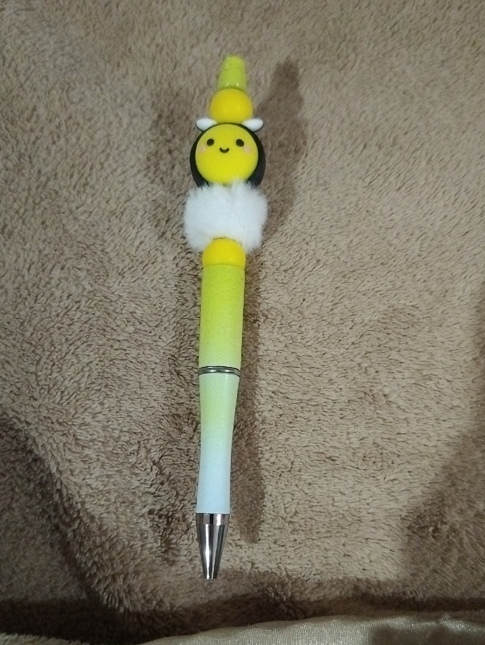 Yellow Bee Plush Beaded Pen